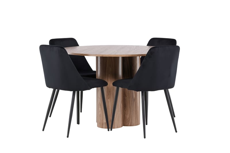 Olivia Spisegruppe 110 cm Rund med 4 Night stoler - Mocca/Sort - Møbler - Bord - Spisegruppe