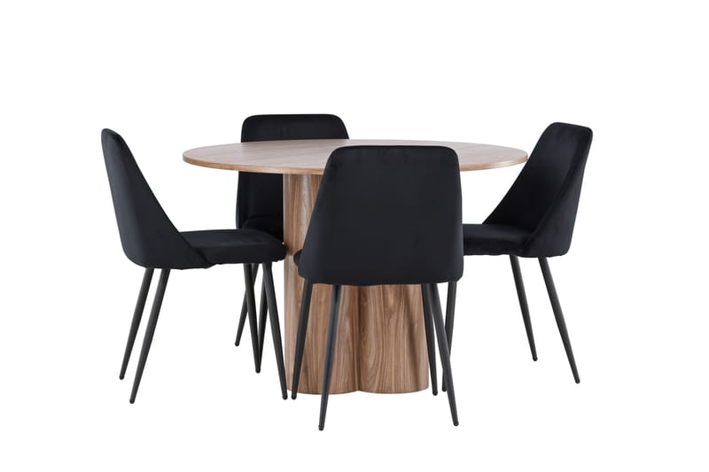 Olivia Spisegruppe 110 cm Rund med 4 Night stoler - Mocca/Sort - Møbler - Bord - Spisegruppe