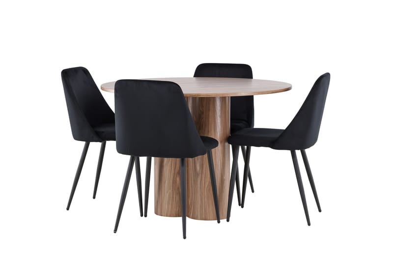 Olivia Spisegruppe 110 cm Rund med 4 Night stoler - Mocca/Sort - Møbler - Bord - Spisegruppe