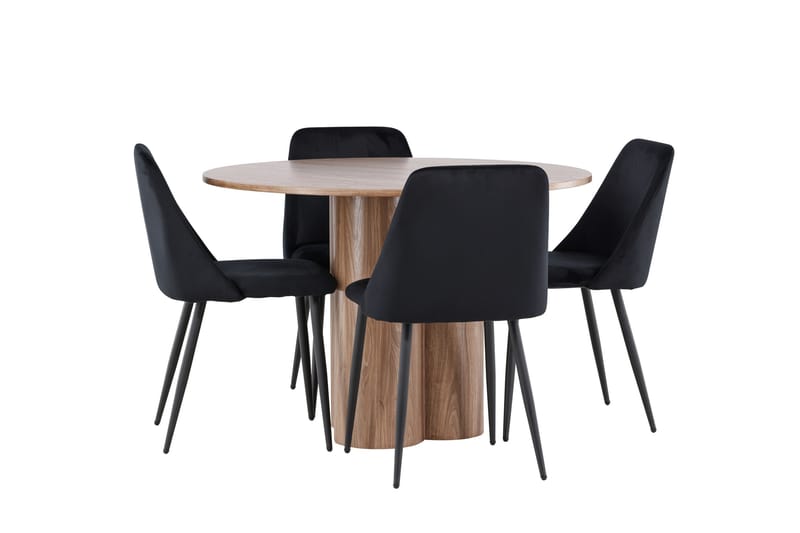 Olivia Spisegruppe 110 cm Rund med 4 Night stoler - Mocca/Sort - Møbler - Bord - Spisegruppe