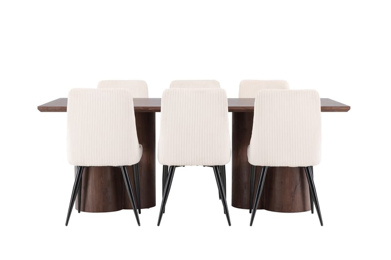 Olivia Spisegruppe 210 cm Rektangulær med 6 Leone stoler - Mocca/Beige - Møbler - Bord - Spisegruppe