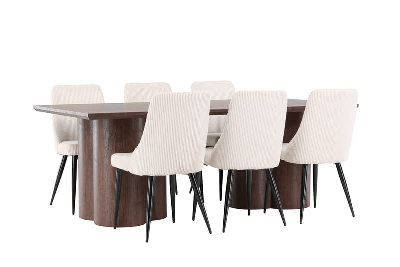 Olivia Spisegruppe 210 cm Rektangulær med 6 Leone stoler - Mocca/Beige - Møbler - Bord - Spisegruppe