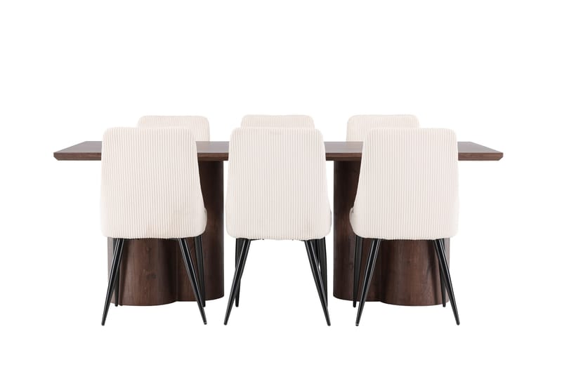 Olivia Spisegruppe 210 cm Rektangulær med 6 Leone stoler - Mocca/Beige - Møbler - Bord - Spisegruppe