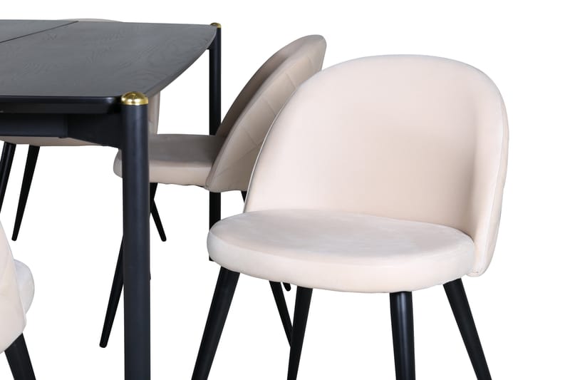 Pelle Spisegruppe 190 cm Rektangulær med 6 Velvet-stoler - Beige - Møbler - Bord - Spisegruppe