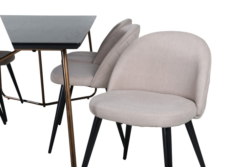 Petra Spisegruppe 190 cm Rektangulær med 6 Velvet Stoler - Beige - Møbler - Bord - Spisegruppe