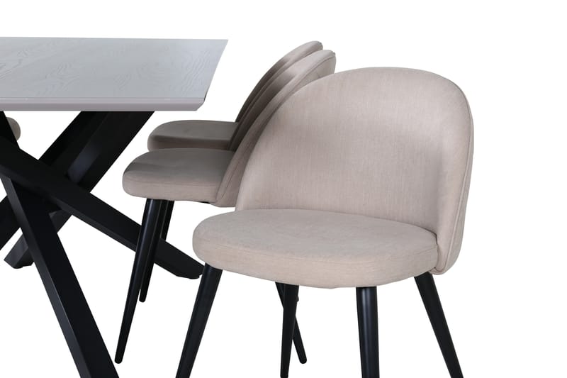 Piazza Spisegruppe 180 cm Rektangulær med 6 Velvet Stoler - Beige - Møbler - Bord - Spisegruppe