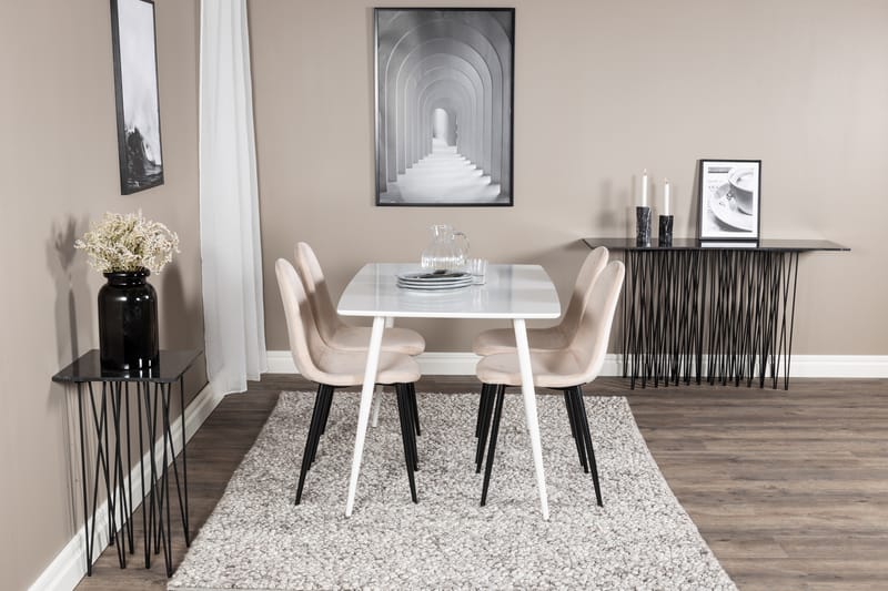 Polar Spisegruppe 120 cm Rektangulær med 4 Polar Stoler - Beige - Møbler - Bord - Spisegruppe