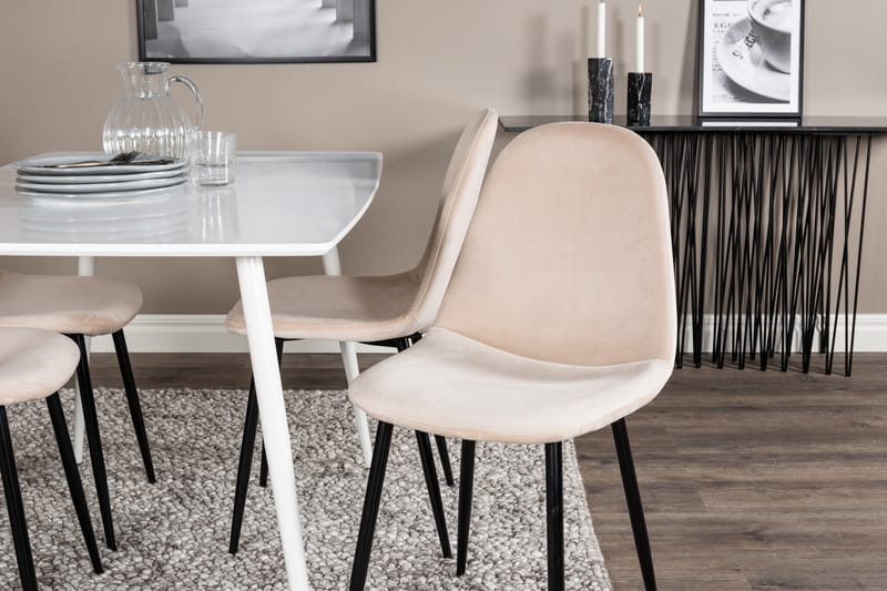 Polar Spisegruppe 120 cm Rektangulær med 4 Polar Stoler - Beige - Møbler - Bord - Spisegruppe