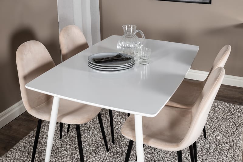 Polar Spisegruppe 120 cm Rektangulær med 4 Polar Stoler - Beige - Møbler - Bord - Spisegruppe