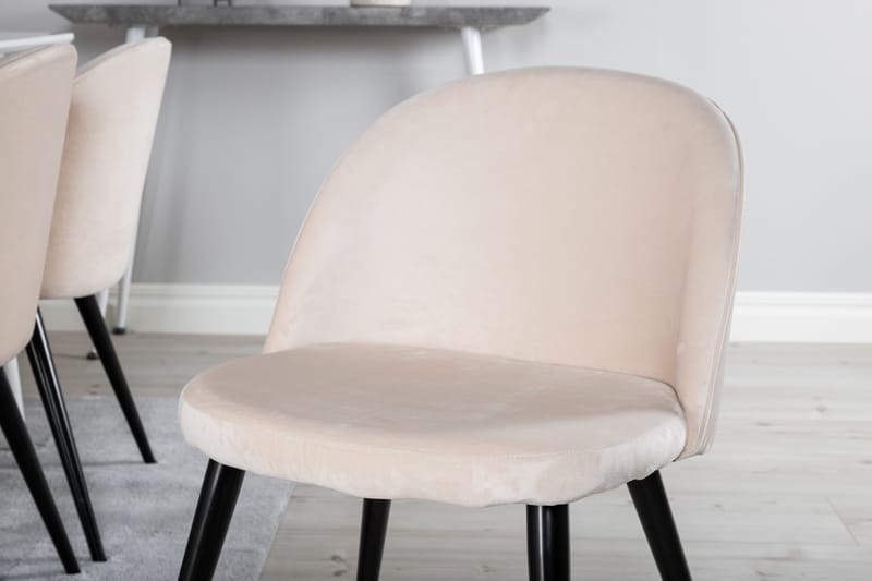 Polar Spisegruppe 180 cm Rektangulær med 6 Velvet Stoler - Beige - Møbler - Bord - Spisegruppe