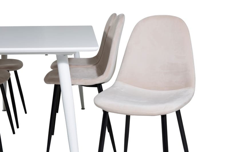 Polar Spisegruppe 180 cm Rektangulær med 6 Polar Stoler - Beige - Møbler - Bord - Spisegruppe