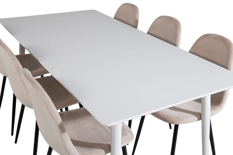 Polar Spisegruppe 180 cm Rektangulær med 6 Polar Stoler - Beige - Møbler - Bord - Spisegruppe