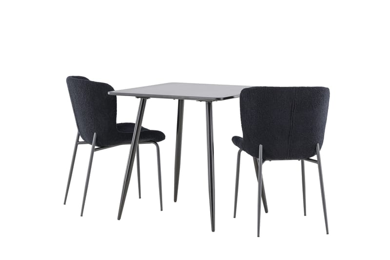 Polar Spisegruppe 75 cm Kvadratisk med 2 Modesto stoler - Sort/Sort - Møbler - Bord - Spisegruppe