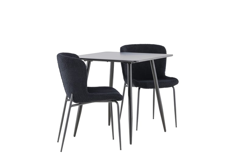 Polar Spisegruppe 75 cm Kvadratisk med 2 Modesto stoler - Sort/Sort - Møbler - Bord - Spisegruppe