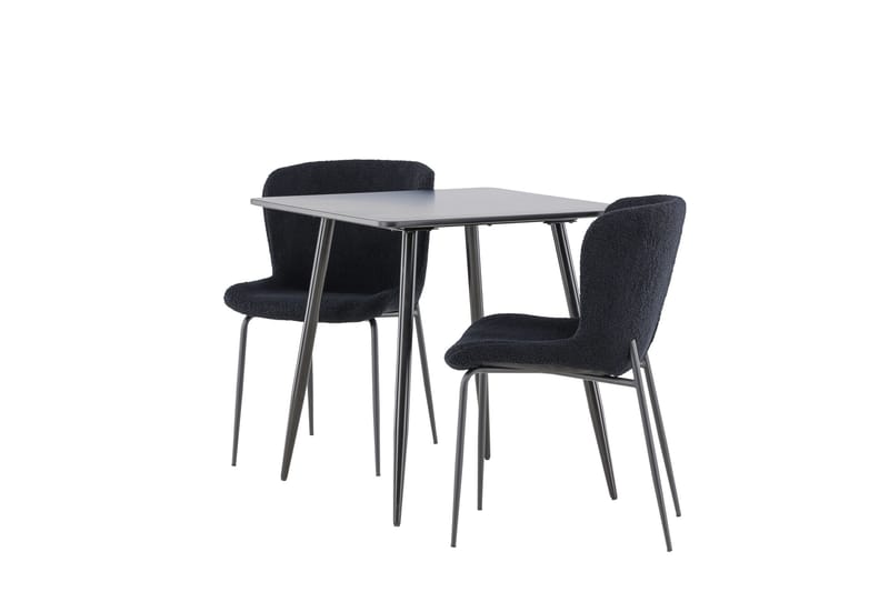 Polar Spisegruppe 75 cm Kvadratisk med 2 Modesto stoler - Sort/Sort - Møbler - Bord - Spisegruppe