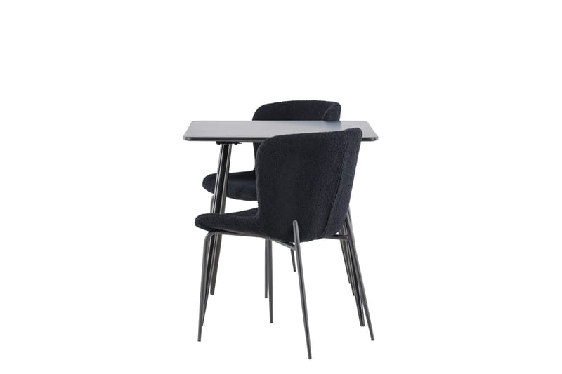 Polar Spisegruppe 75 cm Kvadratisk med 2 Modesto stoler - Sort/Sort - Møbler - Bord - Spisegruppe