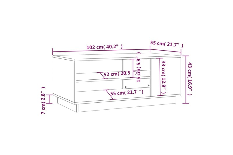 Salongbord betonggrå 102x55x43 cm sponplate - Grå - Møbler - Bord - Sofabord & salongbord