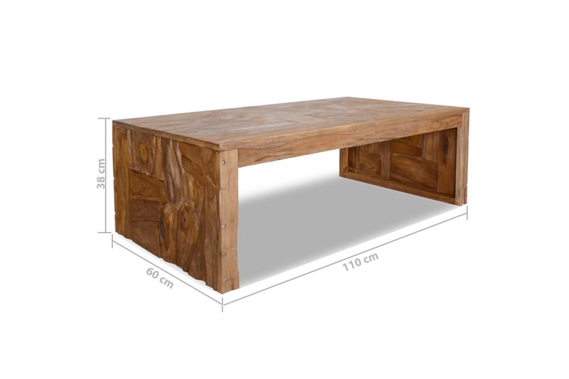 Salongbord heltre teak erosjon-design 110x60x38 cm - Brun - Møbler - Bord - Sofabord & salongbord