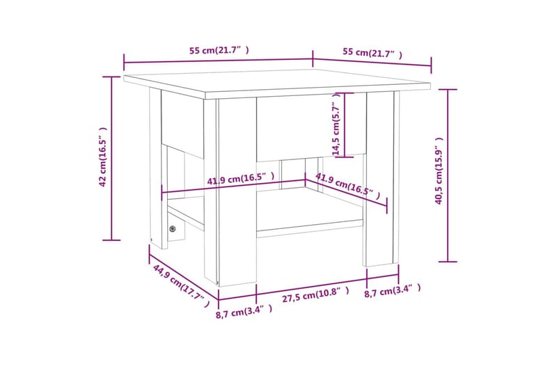 Salongbord sonoma eik 55x55x42 cm sponplate - Brun - Møbler - Bord - Sofabord & salongbord