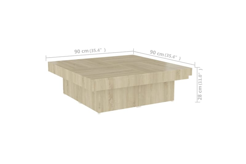 Salongbord sonoma eik 90x90x28 cm sponplate - Brun - Møbler - Bord - Sofabord & salongbord