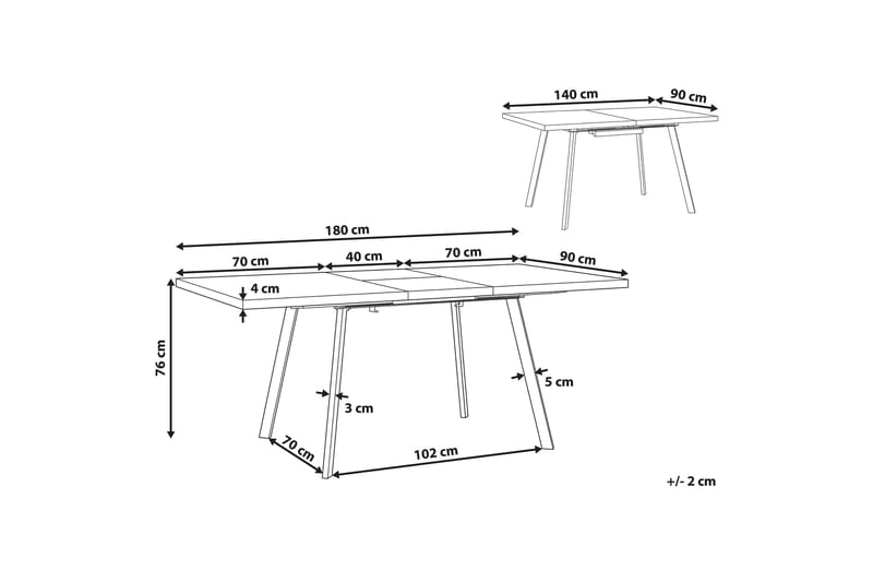 Spisebord Hadham 180 cm Sammenleggbart - Lysebrun/Svart - Møbler - Bord - Sammenleggbart bord