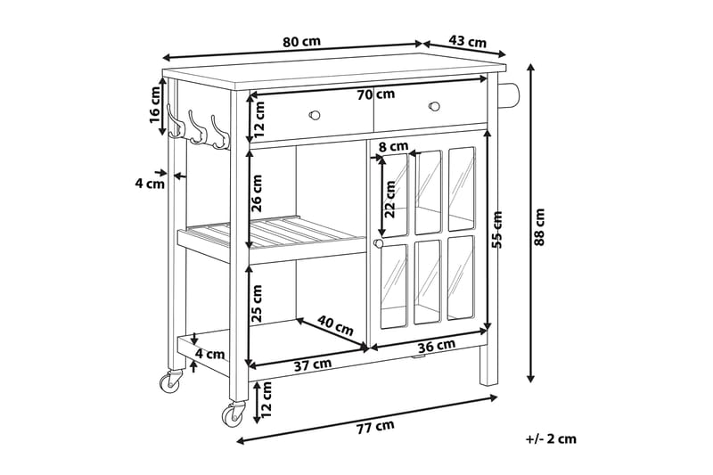 Serveringsvogn Lencisa 80 cm - Hvit - Møbler - Bord - Serveringsvogn & serveringsbord - Kjøkkenvogn