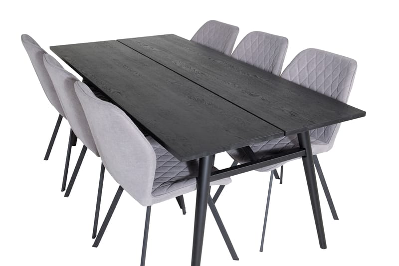 Sleek Matgruppe Forlengningsbar 195 cm Rektangulær med 6 Gemma stoler - Sort - Møbler - Bord - Spisegruppe