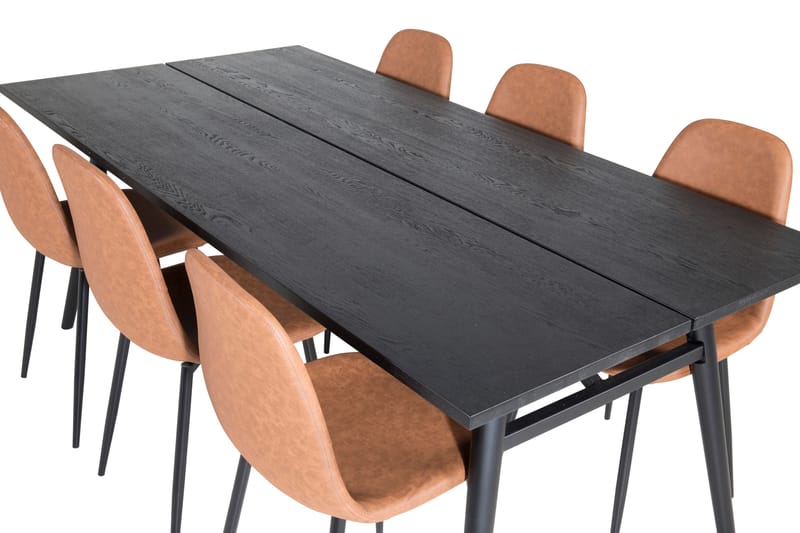 Sleek Matgruppe Forlengningsbar 195 cm Rektangulær med 6 Polar stoler - Sort - Møbler - Bord - Spisegruppe