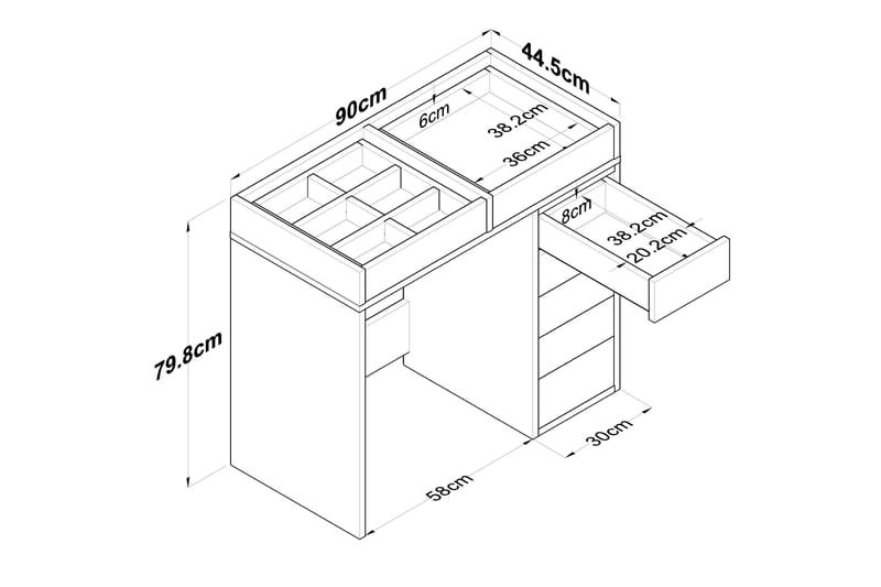 Sminkebord Ramender 90 cm - Glass - Møbler - Bord - Sminkebord & toalettbord