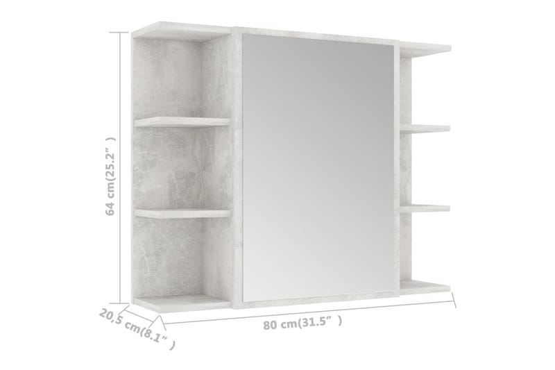 Speilskap til baderom betonggrå 80x20,5x64 cm sponplate - Grå - Møbler - Bord - Sminkebord & toalettbord
