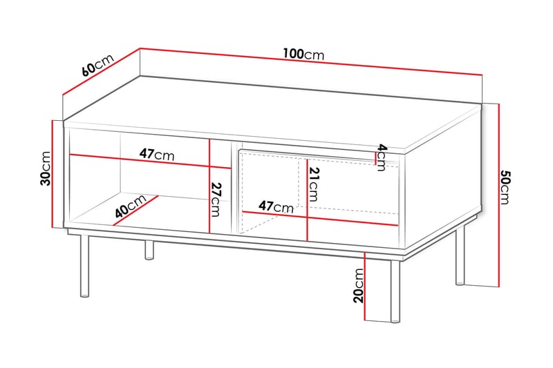 Sofabord Hollander 100 cm - Hvit/Gull - Møbler - Bord - Sofabord & salongbord