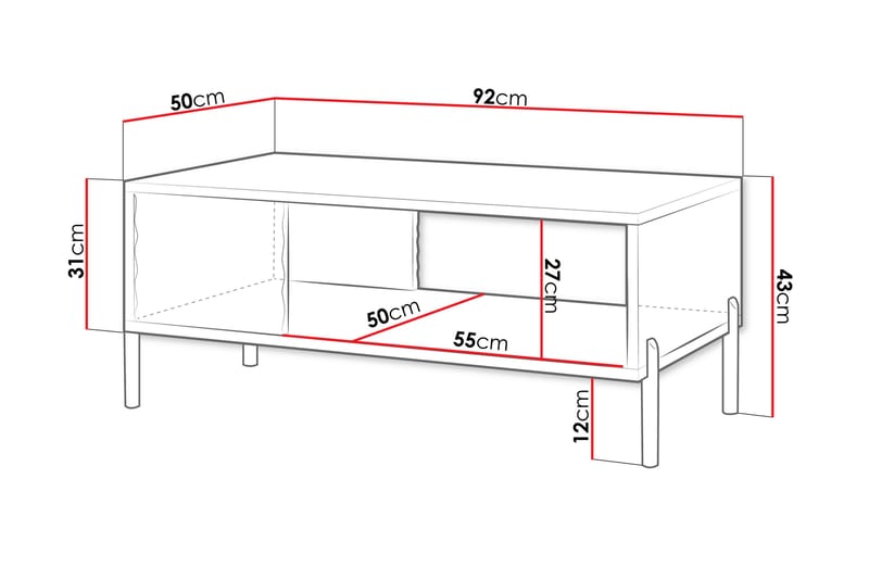 Sofabord Holmes 92 cm - Hvit - Møbler - Bord - Sofabord & salongbord