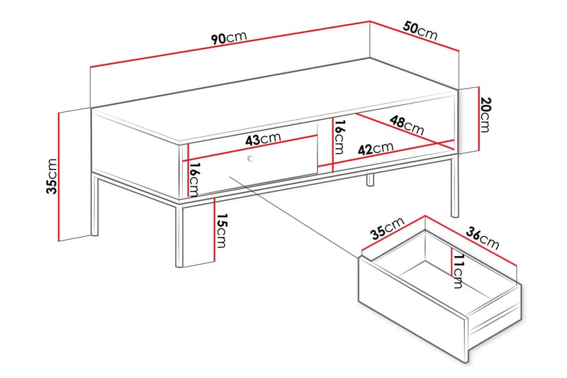 Sofabord Mariestad 90 cm - Grå - Møbler - Bord - Sofabord & salongbord