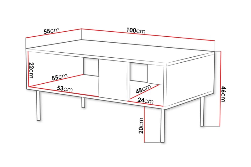 Sofabord Munkedal 100 cm - Hvit - Møbler - Bord - Sofabord & salongbord