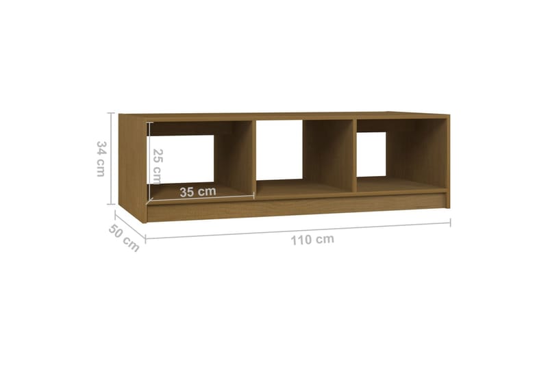 Salongbord 110x50x34 cm heltre furu honningbrun - Brun - Møbler - Bord - Sofabord & salongbord