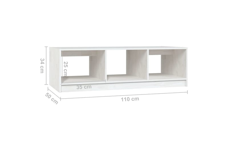 Salongbord 110x50x34 cm heltre furu hvit - Hvit - Møbler - Bord - Sofabord & salongbord