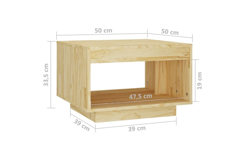 Salongbord 50x50x33,5 cm heltre furu - Brun - Møbler - Bord - Sofabord & salongbord