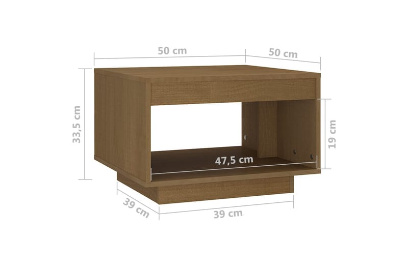 Salongbord 50x50x33,5 cm heltre furu honningbrun - Brun - Møbler - Bord - Sofabord & salongbord