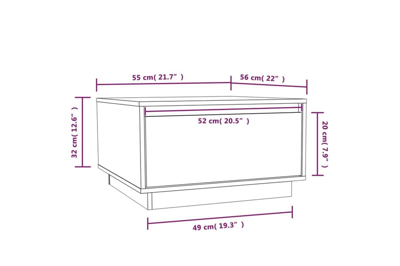 Salongbord 55x56x32 cm heltre furu - Brun - Møbler - Bord - Sofabord & salongbord