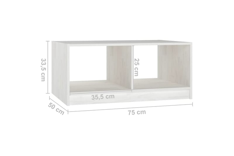 Salongbord 75x50x33,5 cm heltre furu hvit - Hvit - Møbler - Bord - Sofabord & salongbord