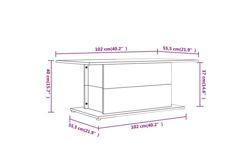 Salongbord betonggrå 102x55,5x40 cm sponplate - Grå - Møbler - Bord - Sofabord & salongbord