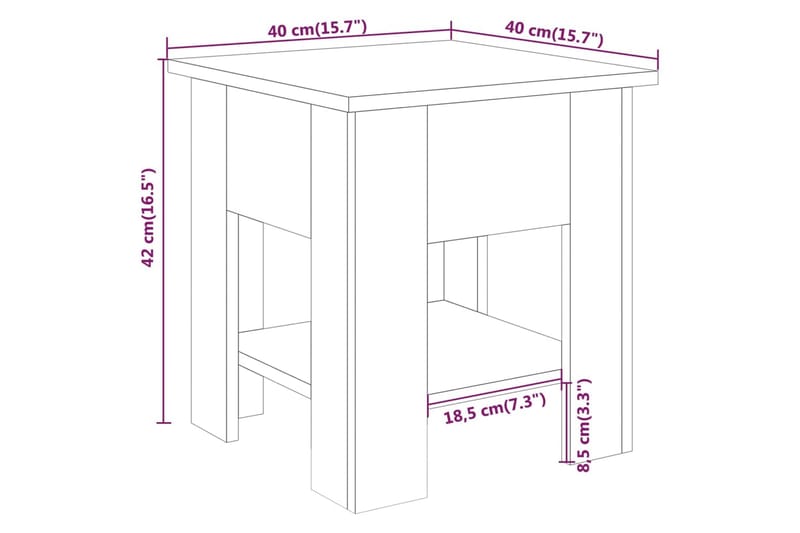 Salongbord brun eik 40x40x42 cm konstruert tre - Brun - Møbler - Bord - Sofabord & salongbord