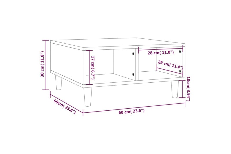 Salongbord brun eik 60x60x30 cm sponplate - Brun - Møbler - Bord - Sofabord & salongbord