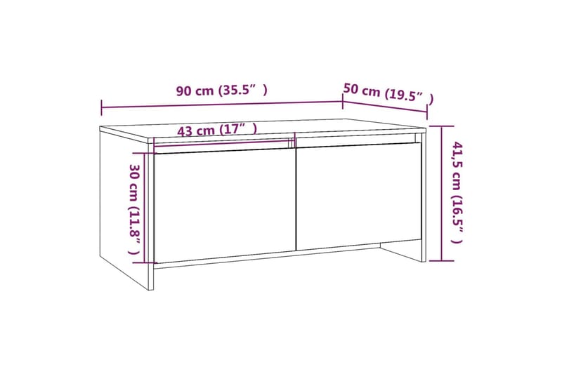 Salongbord brun eik 90x50x41,5 cm sponplate - Brun - Møbler - Bord - Sofabord & salongbord