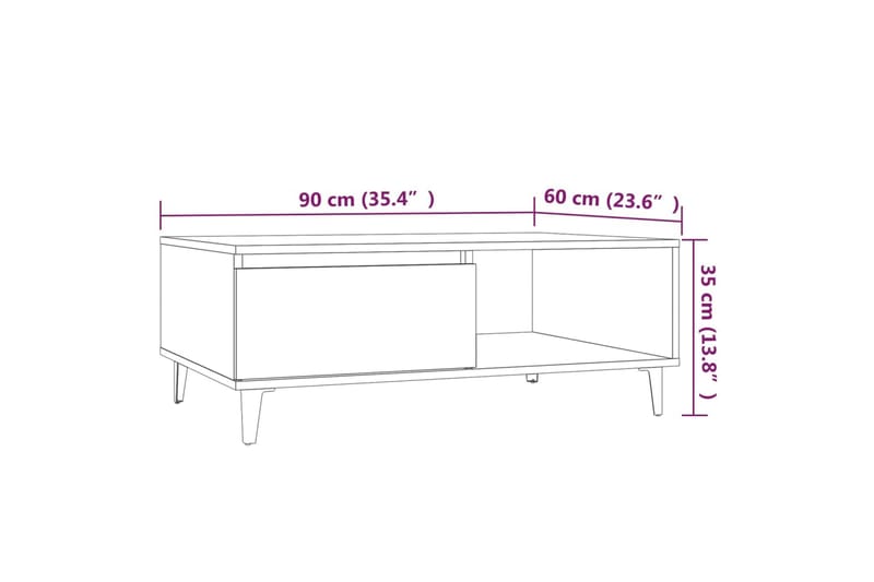 Salongbord brun eik 90x60x35 cm sponplate - Brun - Møbler - Bord - Sofabord & salongbord