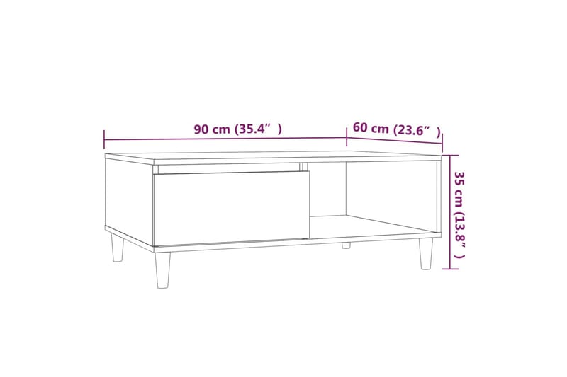 Salongbord brun eik 90x60x35 cm sponplate - Brun - Møbler - Bord - Sofabord & salongbord