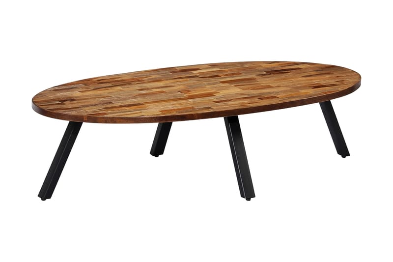 Salongbord gjenvunnet heltre i teak oval 120x60x30 cm - Brun - Møbler - Bord - Sofabord & salongbord