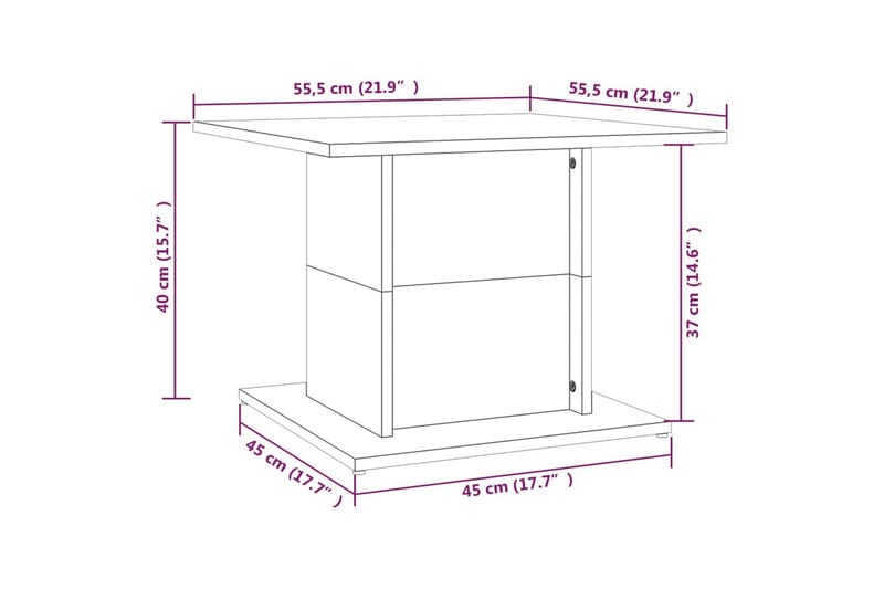 Salongbord grå sonoma eik 55,5x55,5x40 cm sponplate - Grå - Møbler - Bord - Sofabord & salongbord