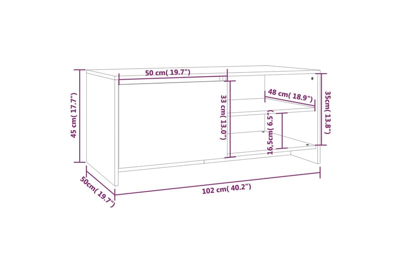 Salongbord røkt eik 102x50x45 cm konstruert tre - Brun - Møbler - Bord - Sofabord & salongbord