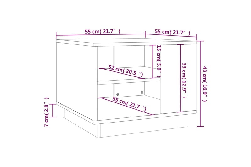 Salongbord røkt eik 55x55x43 cm sponplate - Brun - Møbler - Bord - Sofabord & salongbord